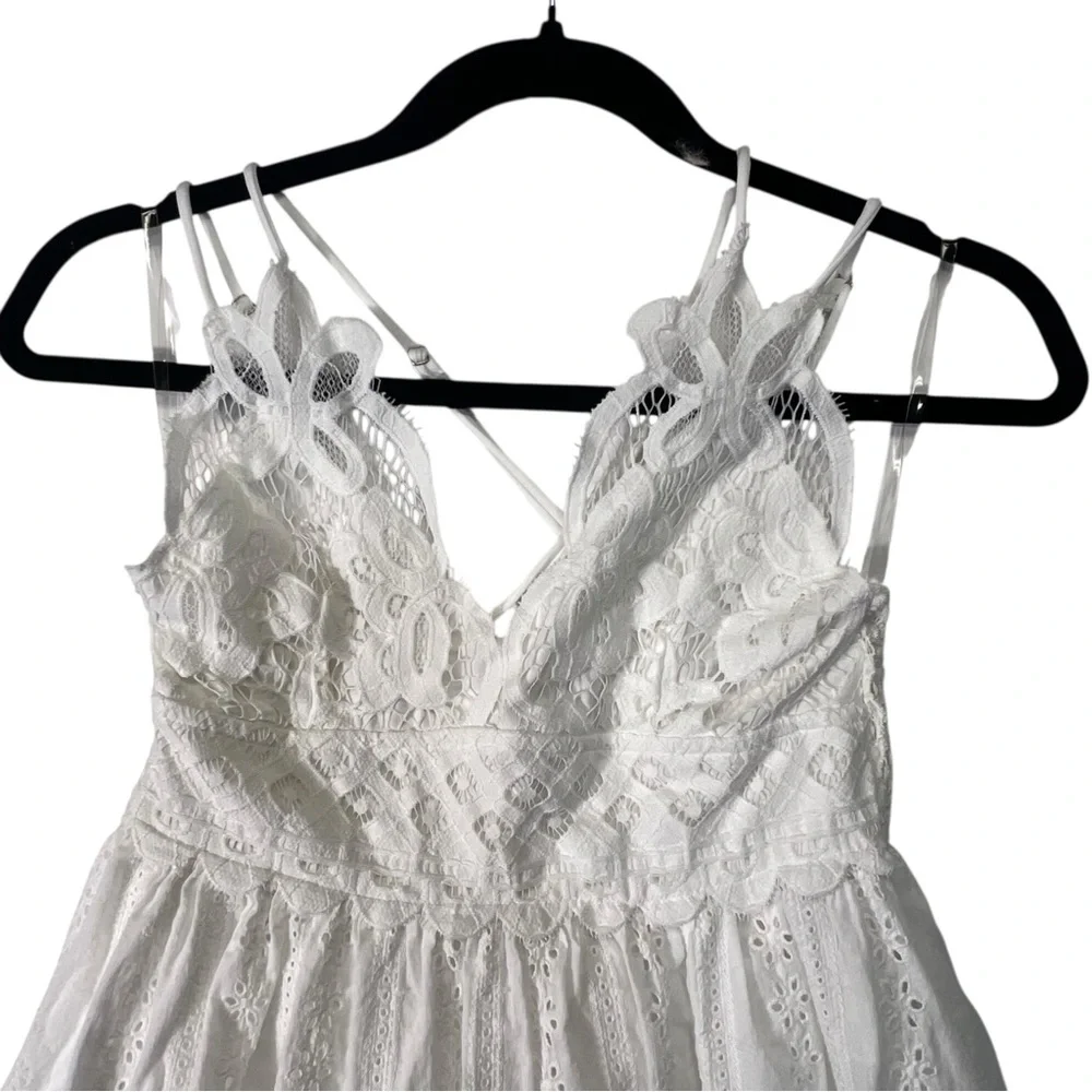 Large Three bird nest white lace bohemian dress work pockets - Picture 10 of 13